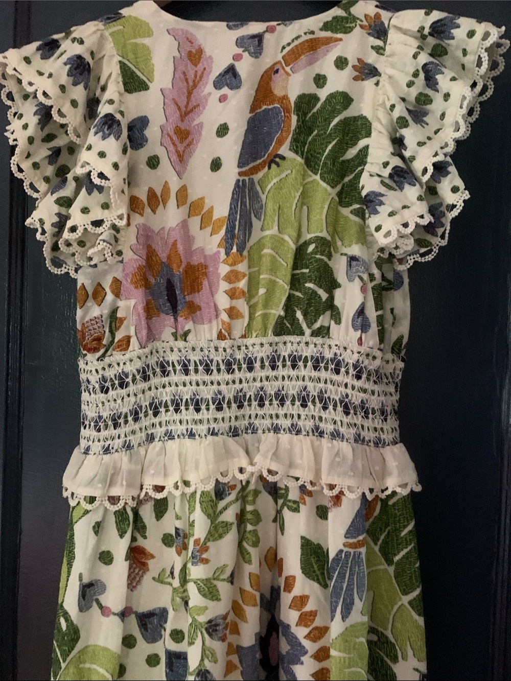 FARM Rio White Floral Maxi Dress with Blue Green and Orange Accents - Picture 4 of 5